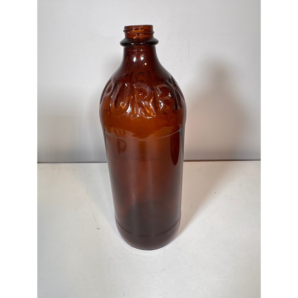 Vintage Purex Amber Glass Bottle Embossed Brown Laundry Collectible 9.5 Inch